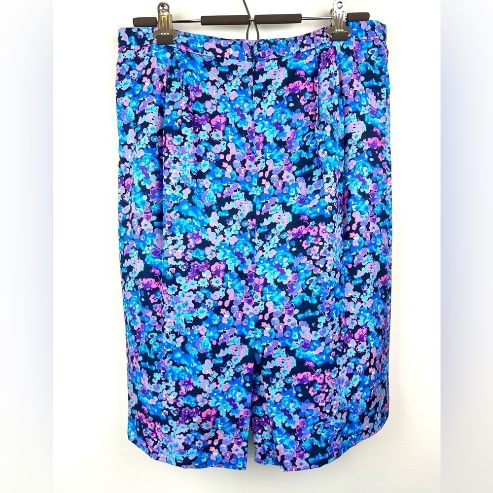 Boden Blue Multi Floral Silky Pencil Skirt Size 10L - Picture 8 of 11